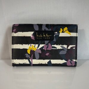 Nicole Miller Black and White Floral Wallet